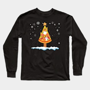 Pizza Christmas Tree Funny Pizza Lovers Christmas Foodie Long Sleeve T-Shirt